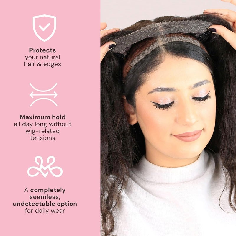 MILANO COLLECTION LaceTop Grip Comfort Band for Toppers Hair & Wiglets, NonSlip, Glueless Velvet Wig Band for Large Base Hairpieces, Adjustable Top Grip for Hair Topper & Wigs, Brown, Large - Image 4